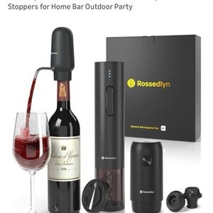 Black Electric Wine Opener Set